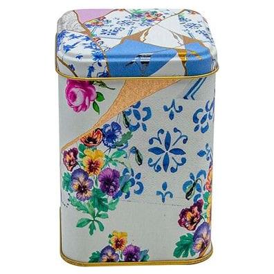 90x90x125 mm Square Metal Tin Box 1L slip Lid   Kintsugi Gold vein Flower 