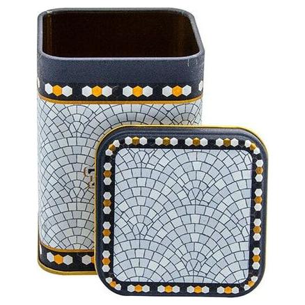 90x90x125 mm Square Metal Tin Box 1L slip Lid Geometric Mosaic Pattern