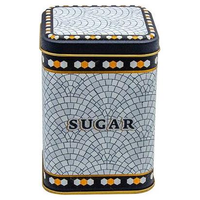 90x90x125 mm Square Metal Tin Box 1L slip Lid   Geometric Mosaic Pattern
