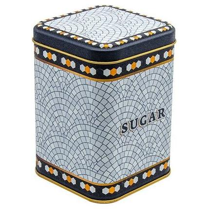 90x90x125 mm Square Metal Tin Box 1L slip Lid   Geometric Mosaic Pattern