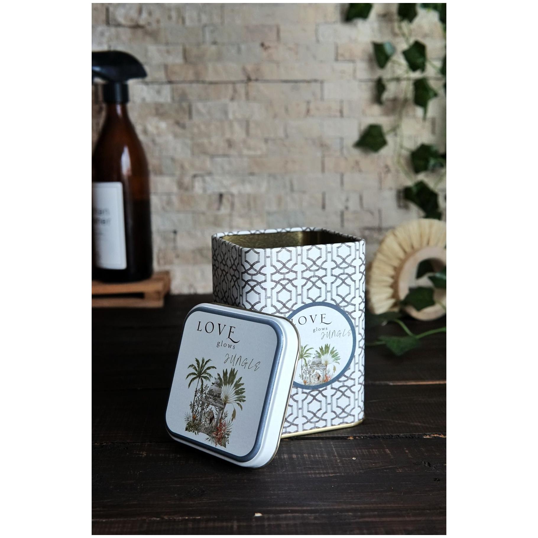 90x90x125 mm Square Metal Tin Box 1L slip Lid   Tropical Jungle – A Lush Paradise of Nature &amp; Wildlife