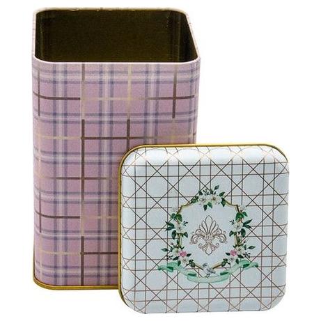  105 x 105 x 160 mm Square Metal Storage Tin  1.6L Rosy Plaid