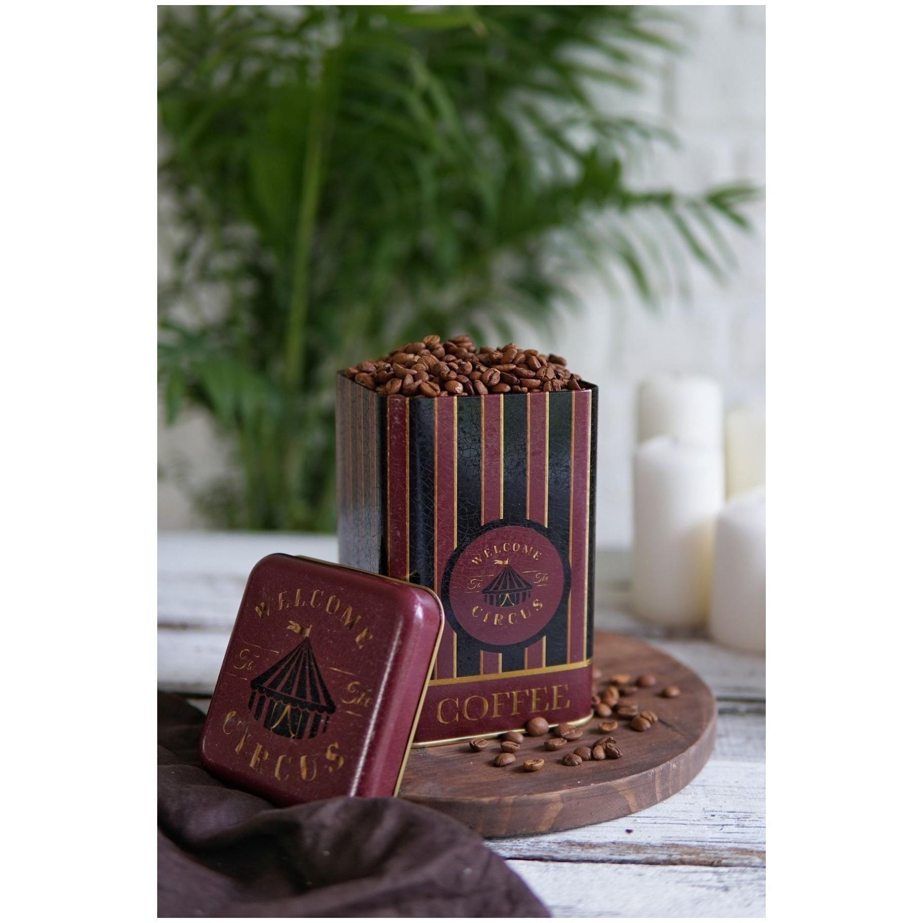 105 x 105 x 160 mm Square Metal Storage Tin 1.6L Vintage Circus Elegance