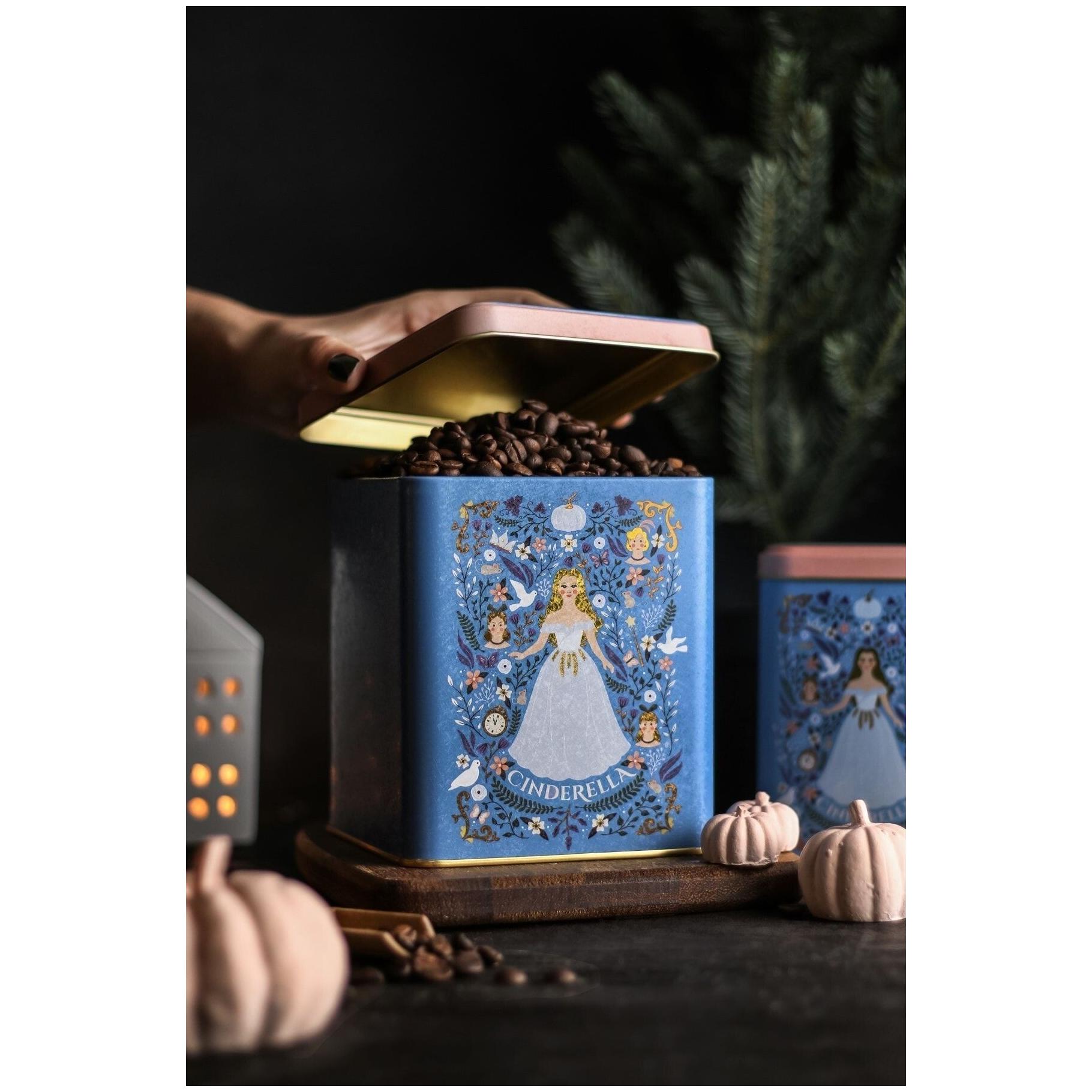  120x120x137 mm Square Tin Box  1.8 L  Slip Lid Cinderella Themed