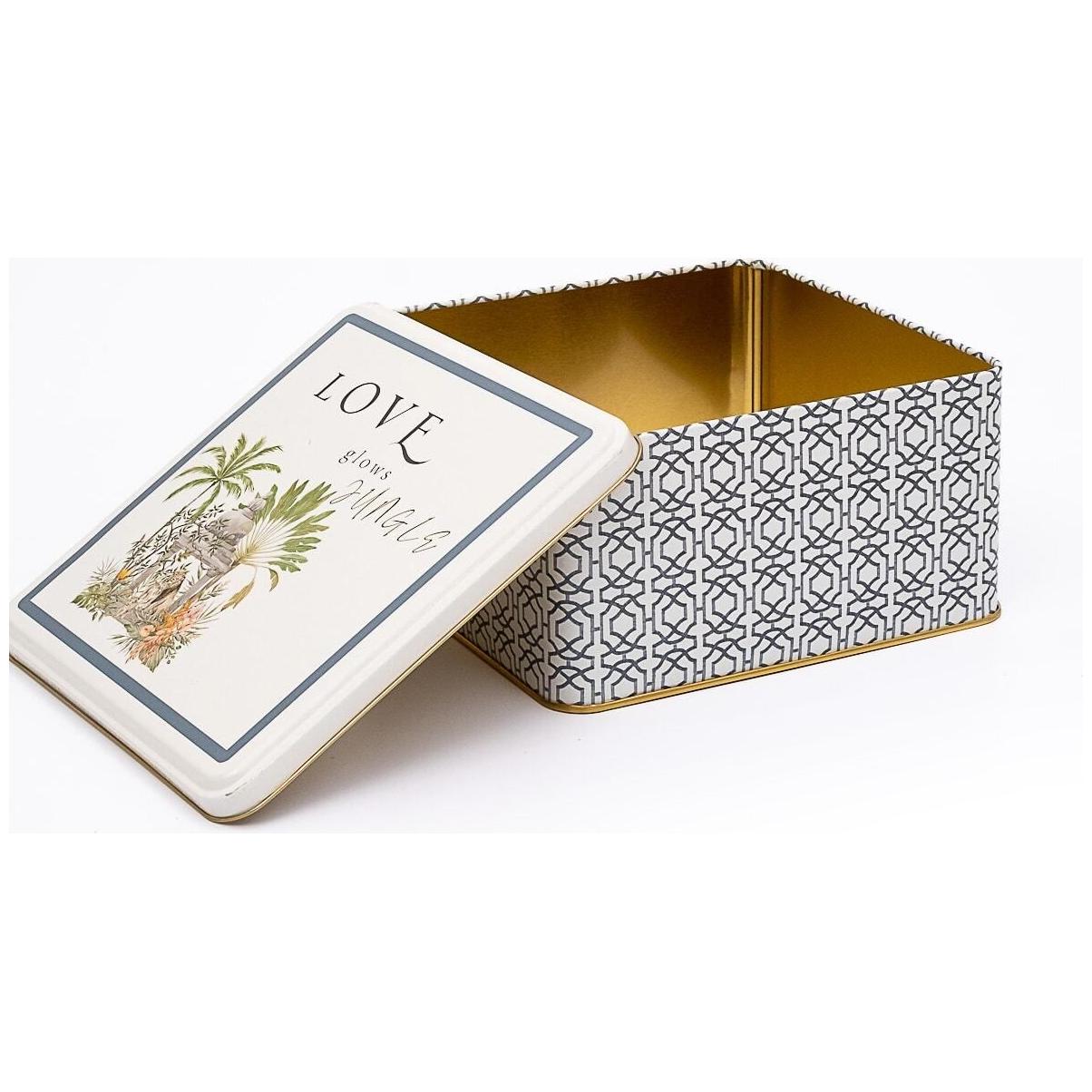 198x198x100 mm Square Metal Storage box 3.7L Tropical Jungle – A Lush Paradise of Nature &amp; Wildlife