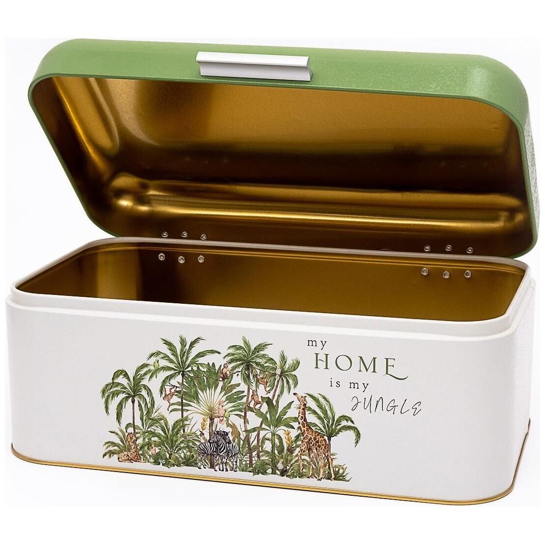 209 x 365 x 120 mm Rectangular Bread Box 9L Hinged Lid  Tropical Jungle – A Lush Paradise of Nature &amp; Wildlife