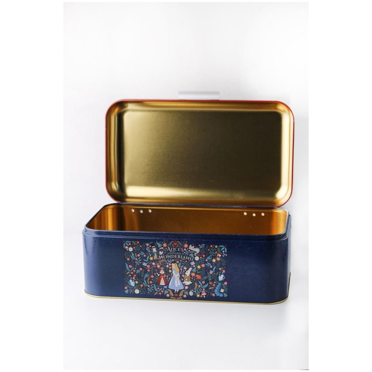 209 x 365 x 120 mm Rectangular Bread Box 9L Hinged Lid Alice in Wonderland