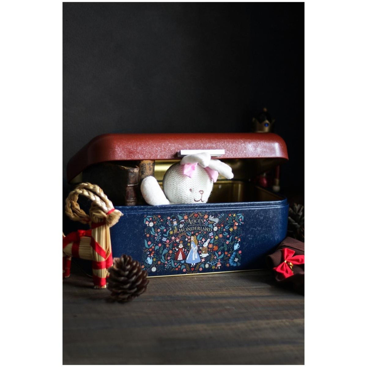 209 x 365 x 120 mm Rectangular Bread Box 9L Hinged Lid Alice in Wonderland