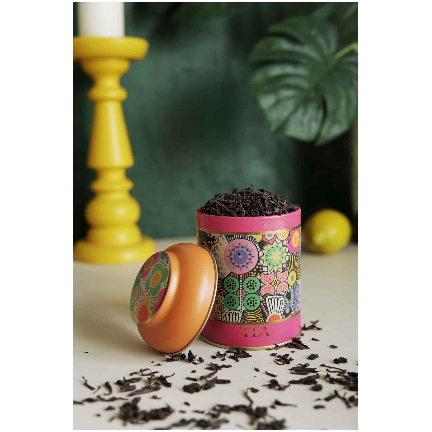 Ø90 x 110 mm  Round Metal Tin – 0.6L with Dome Lid round shape pattern colorfull