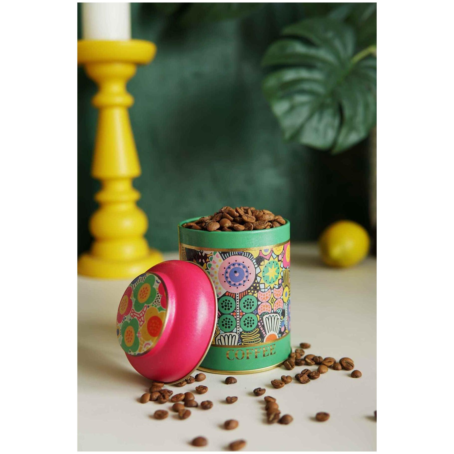 Ø90 x 110 mm  Round Metal Tin – 0.6L with Dome Lid round shape pattern colorfull