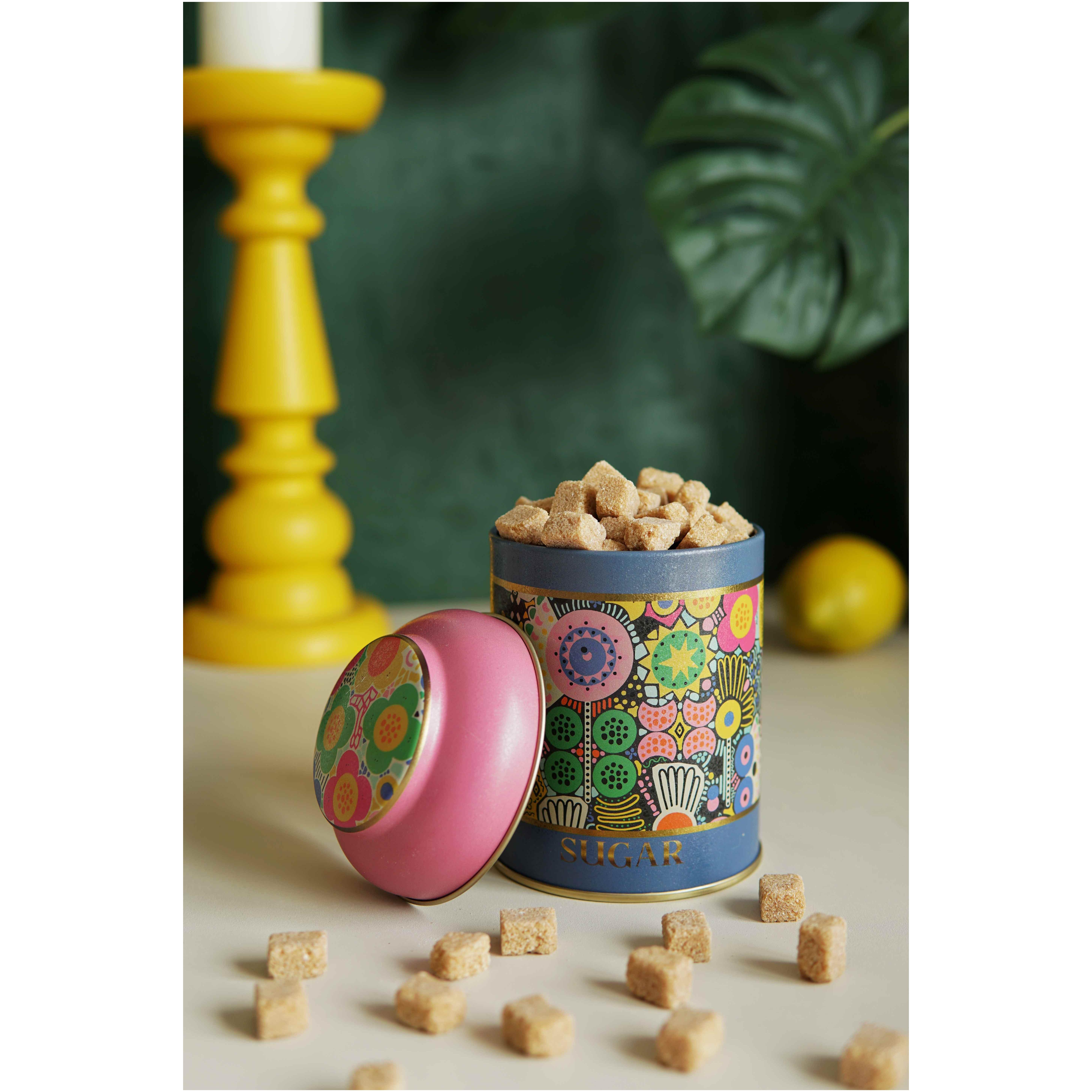 Ø90 x 110 mm  Round Metal Tin – 0.6L with Dome Lid round shape pattern colorfull
