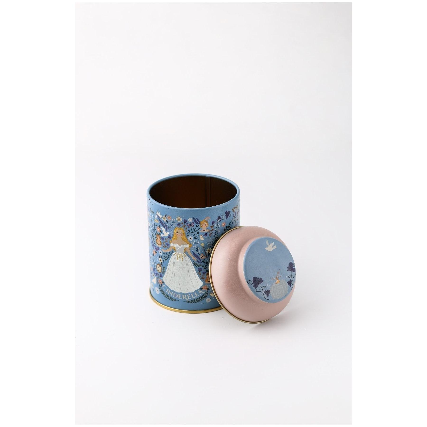 Ø90 x 110 mm Round Metal Tin – 0.6L with Dome Lid Cinderella Themed