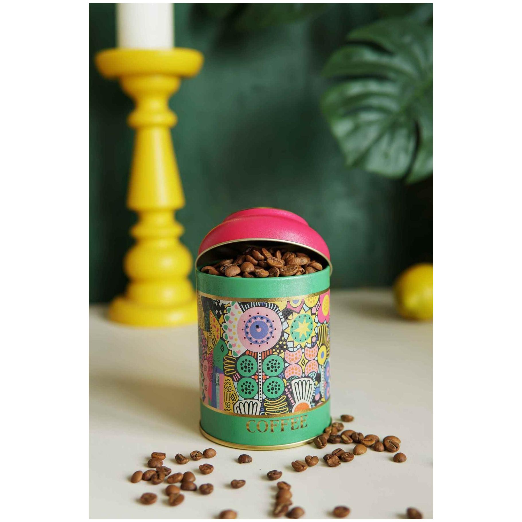 Ø90 x 110 mm  Round Metal Tin – 0.6L with Dome Lid round shape pattern colorfull