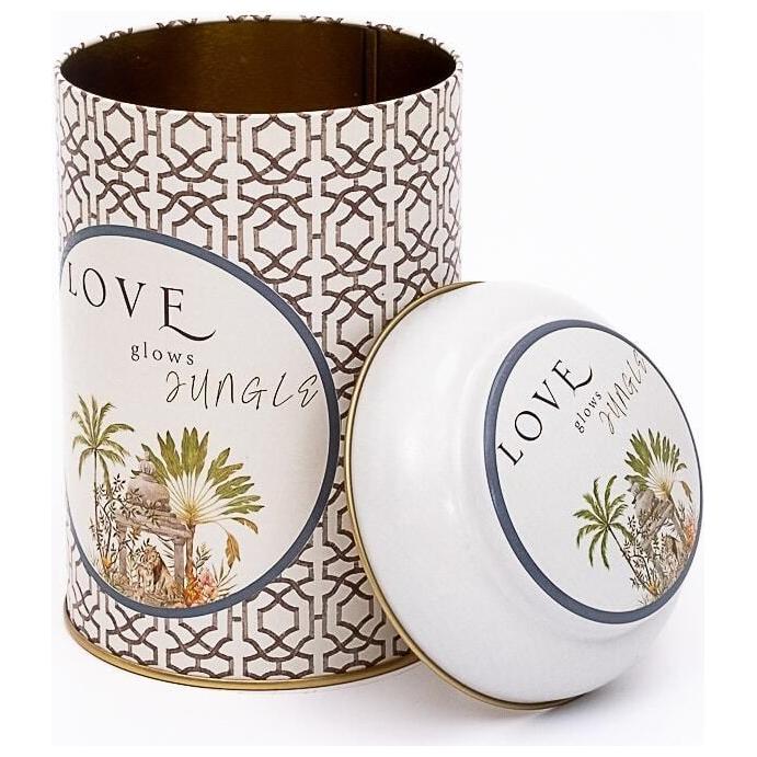 Ø105 x 150 mm Round Metal Tin – 1.2L with Dome Lid Tropical Jungle – A Lush Paradise of Nature & Wildlife