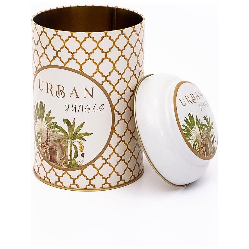 Ø105 x 150 mm Round Metal Tin – 1.2L with Dome Lid Tropical Jungle – A Lush Paradise of Nature & Wildlife