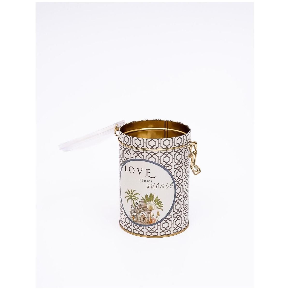 Ø105x150 mm Round Metal Box 1.1L Wire Clasp and Transparent Lid Tropical Jungle – A Lush Paradise of Nature & Wildlife