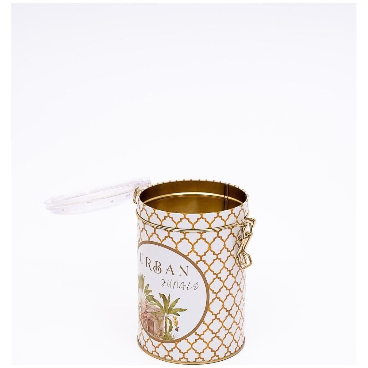  Ø105x150 mm  Round  Metal Box 1.1L Wire Clasp and Transparent Lid Tropical Jungle – A Lush Paradise of Nature &amp; Wildlife