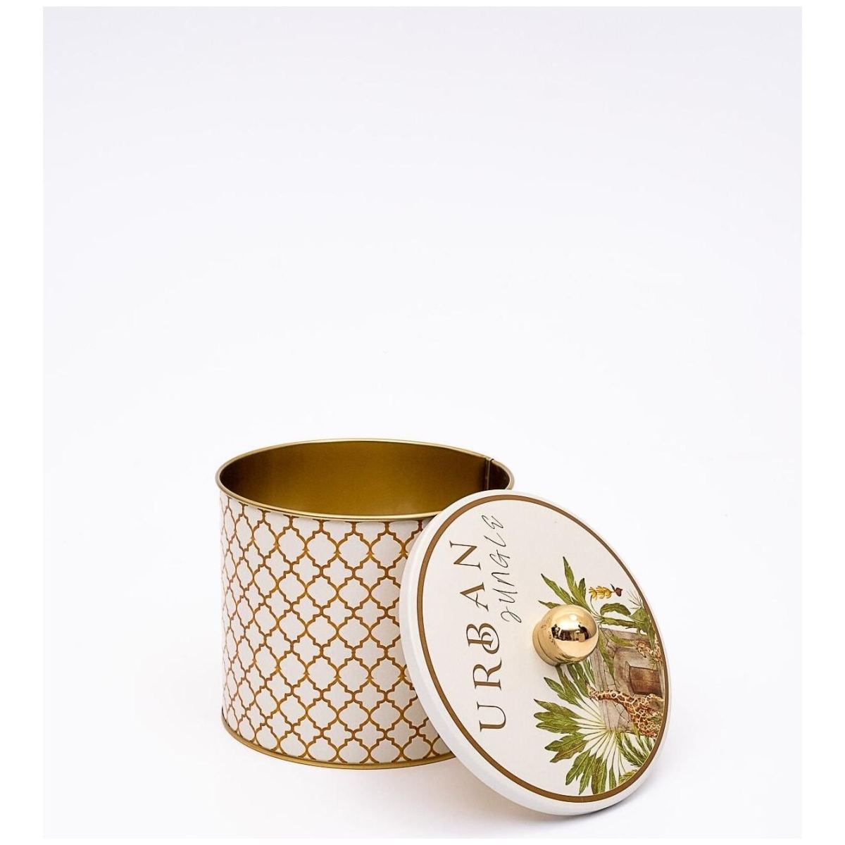  Ø140x125 mm Metal Round Canister Knob Handle 1.7L Tropical Jungle – A Lush Paradise of Nature &amp; Wildlife