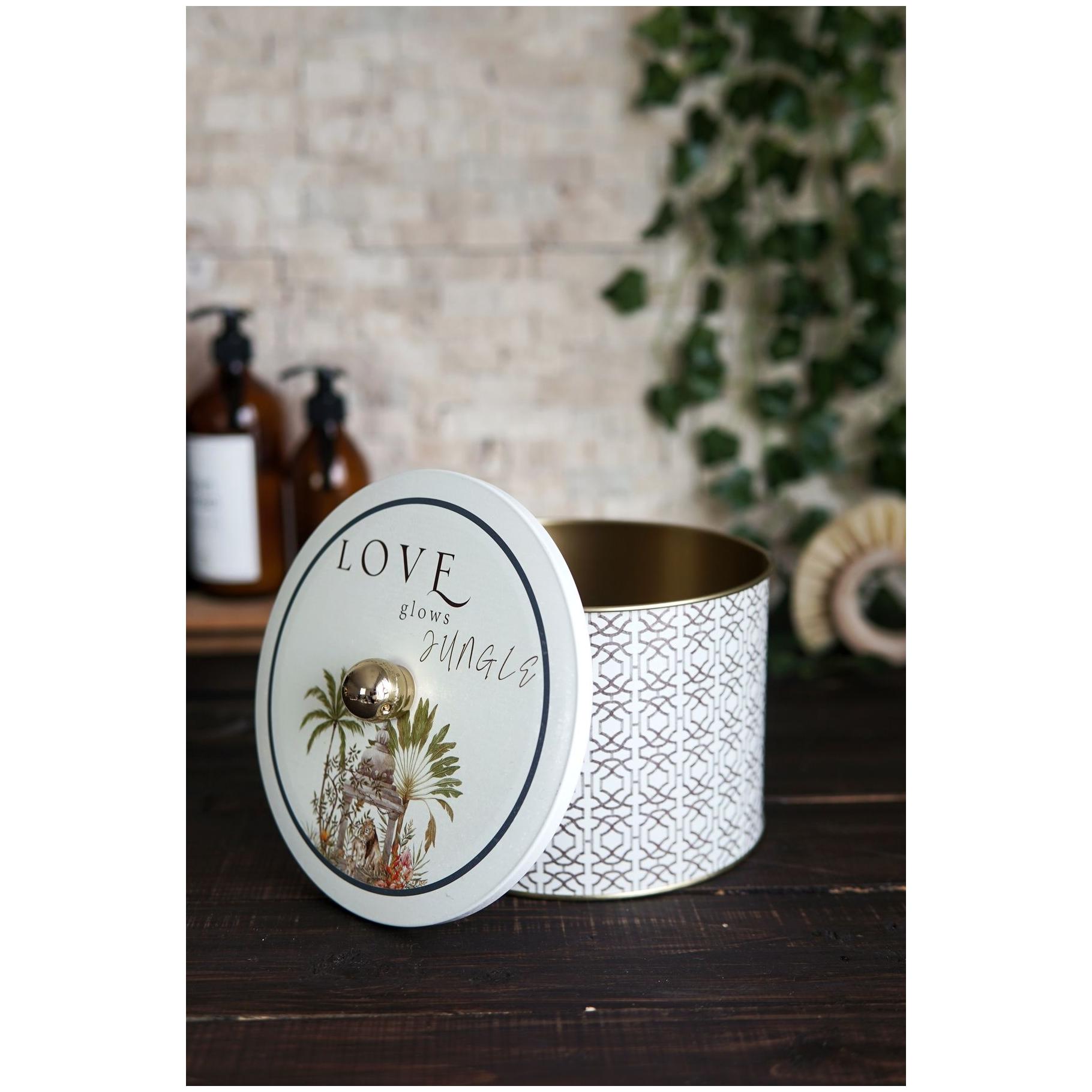 Ø175x130 mm Metal Round Canister Knob Handle Tropical Jungle – A Lush Paradise of Nature & Wildlife