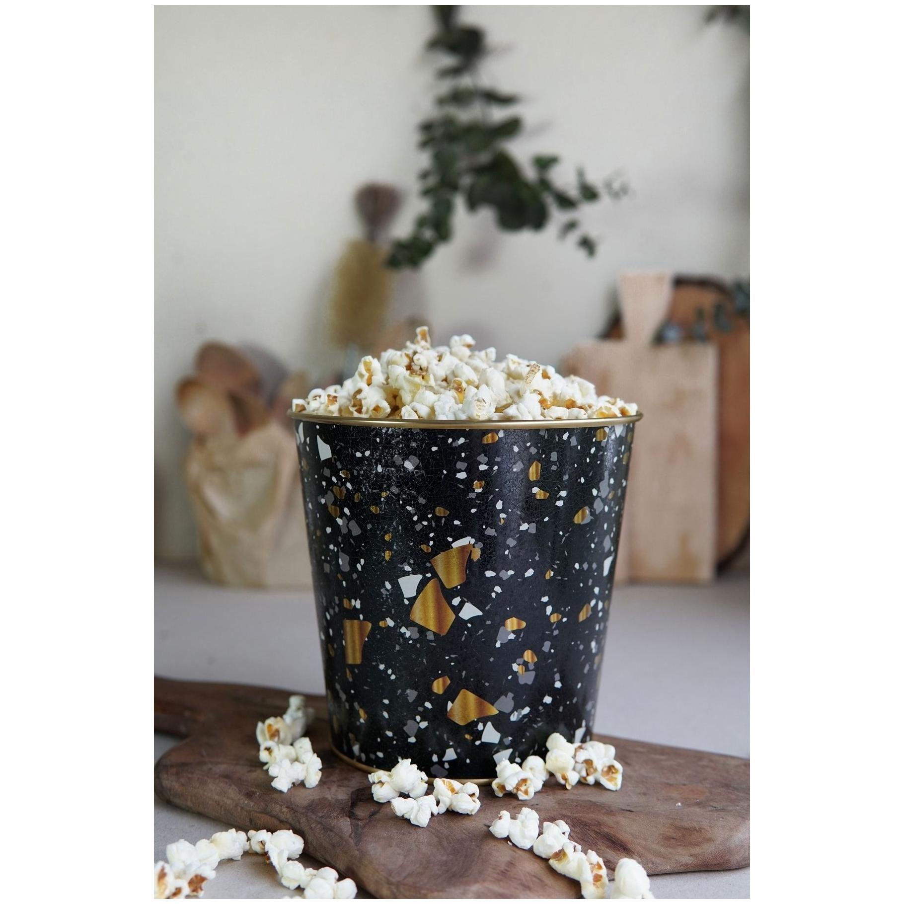 Ø175x170 mm Metal Popcorn Bucket 2.6L Terrazzo Black