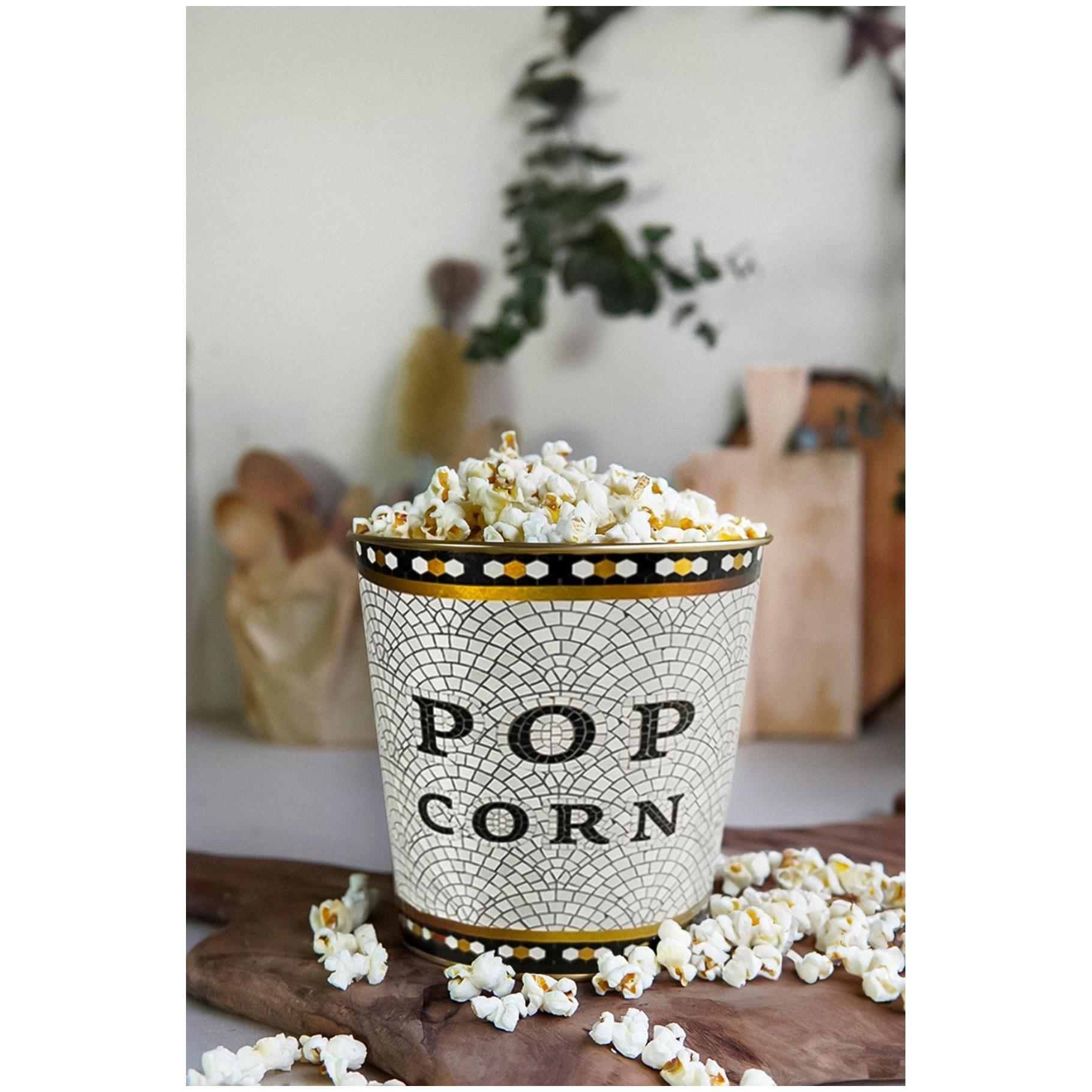 Ø175x170 mm Metal Popcorn Bucket 2.6L Geometric Mosaic Pattern