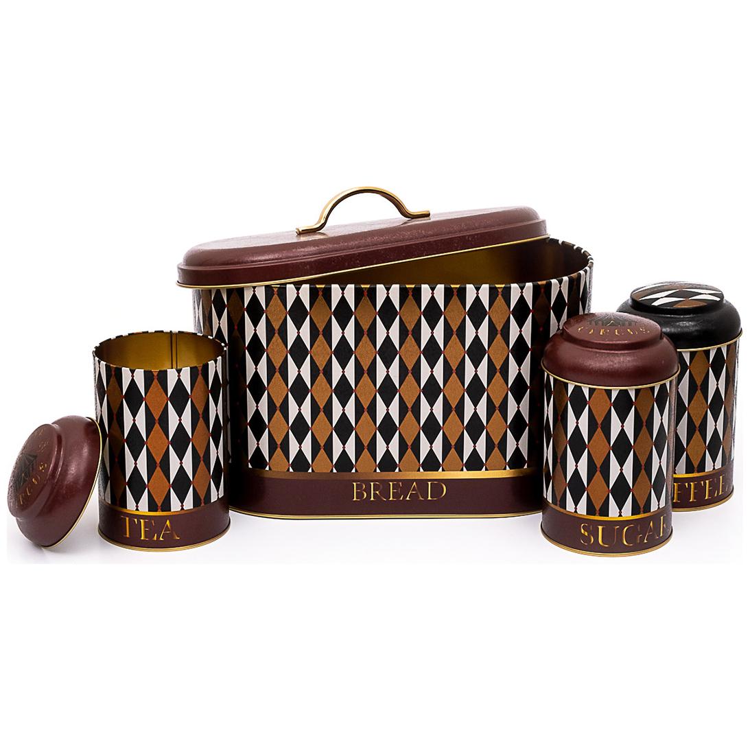 4 Pcs Round Tin Box Kitchen Set Dome Lid Vintage Circus Elegance Circus Design