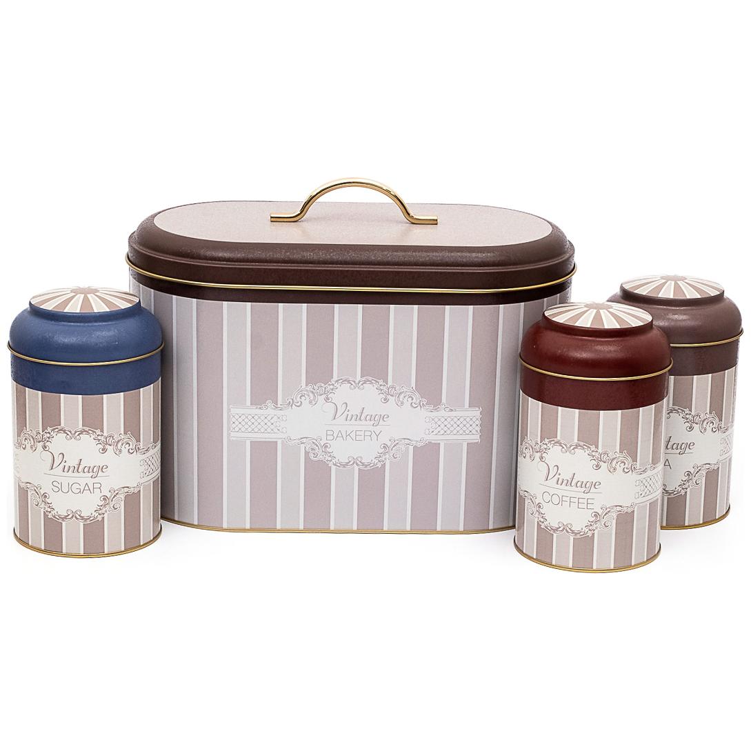 4 Pcs Round Tin Box Kitchen Set Dome Lid Elegance Elegance Design