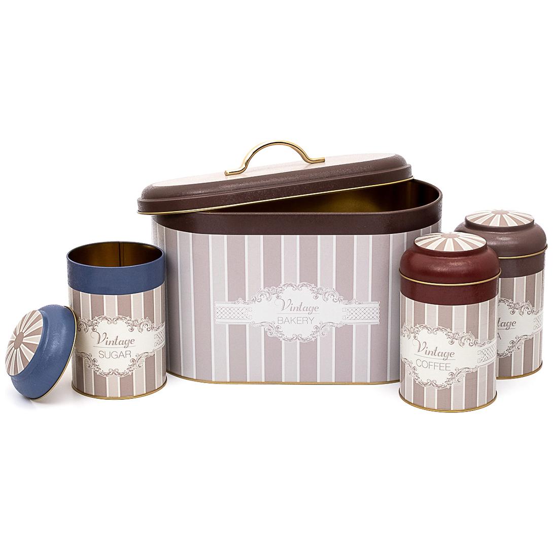 4 Pcs Round Tin Box Kitchen Set Dome Lid Elegance Elegance Design