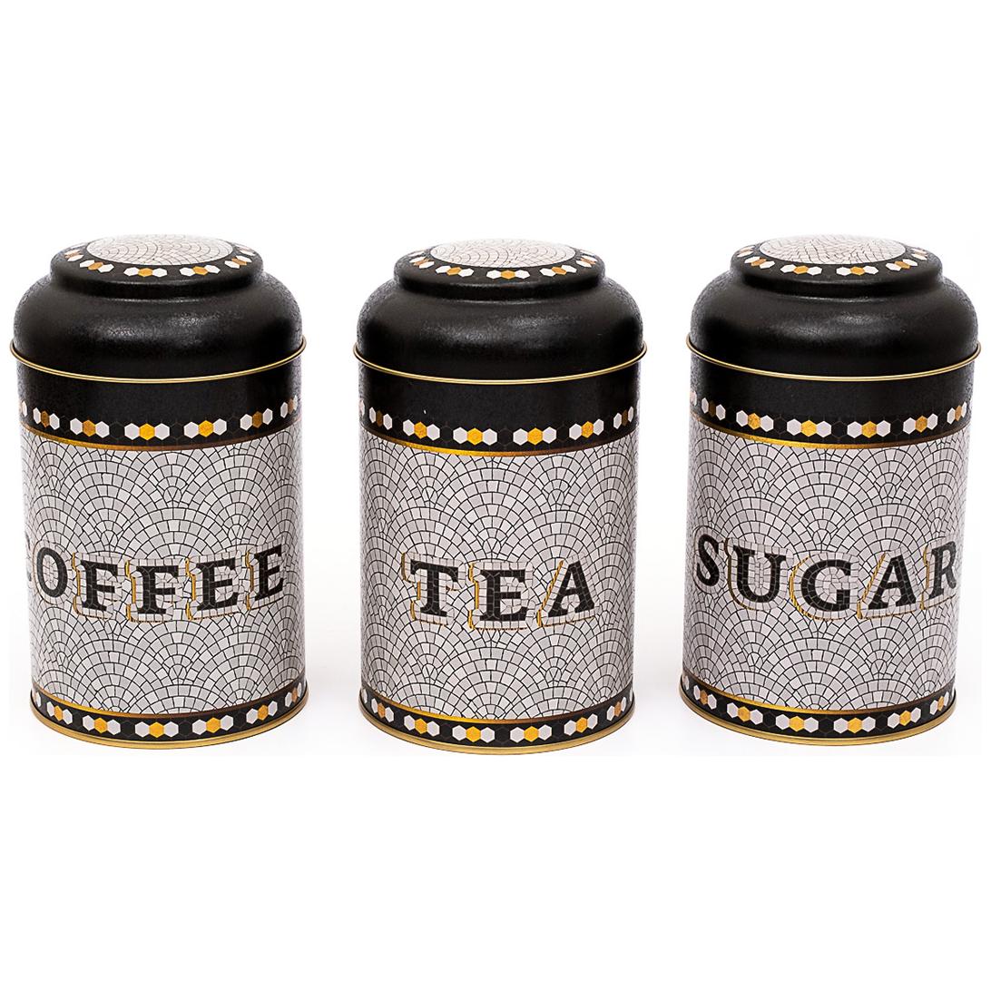 Ø105 x 150 mm  Round Metal Tin – 1.2L with Dome Lid Geometric Mosaic Pattern Mosaic Design