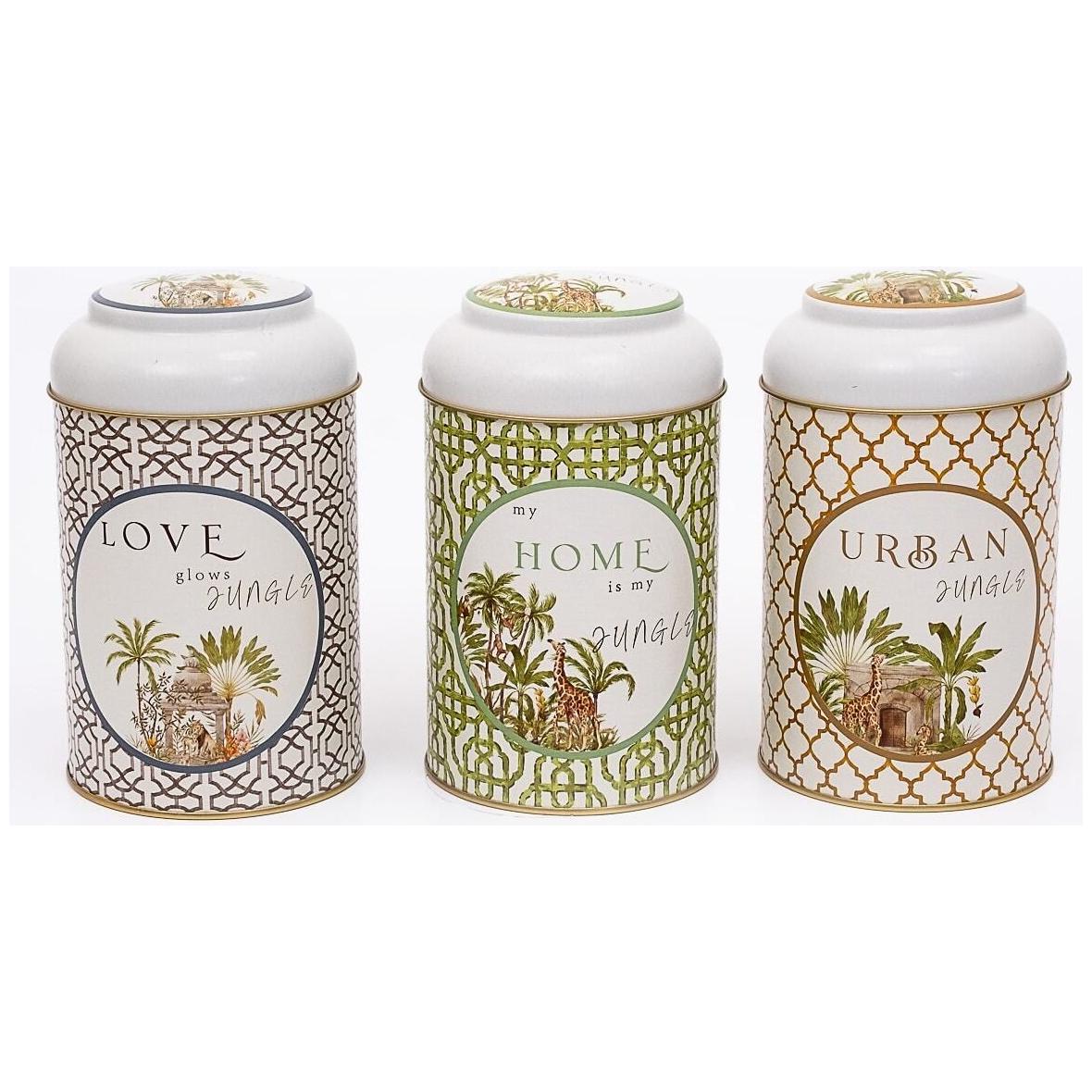 Ø105 x 150 mm Round Metal Tin – 1.2L with Dome Lid Tropical Jungle – A Lush Paradise of Nature & Wildlife Forrest Design