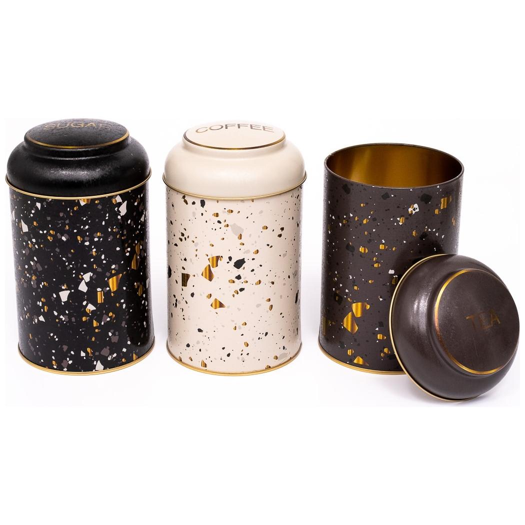 Ø105 x 150 mm Round Metal Tin – 1.2L with Dome Lid Terrazo Terrazo Design