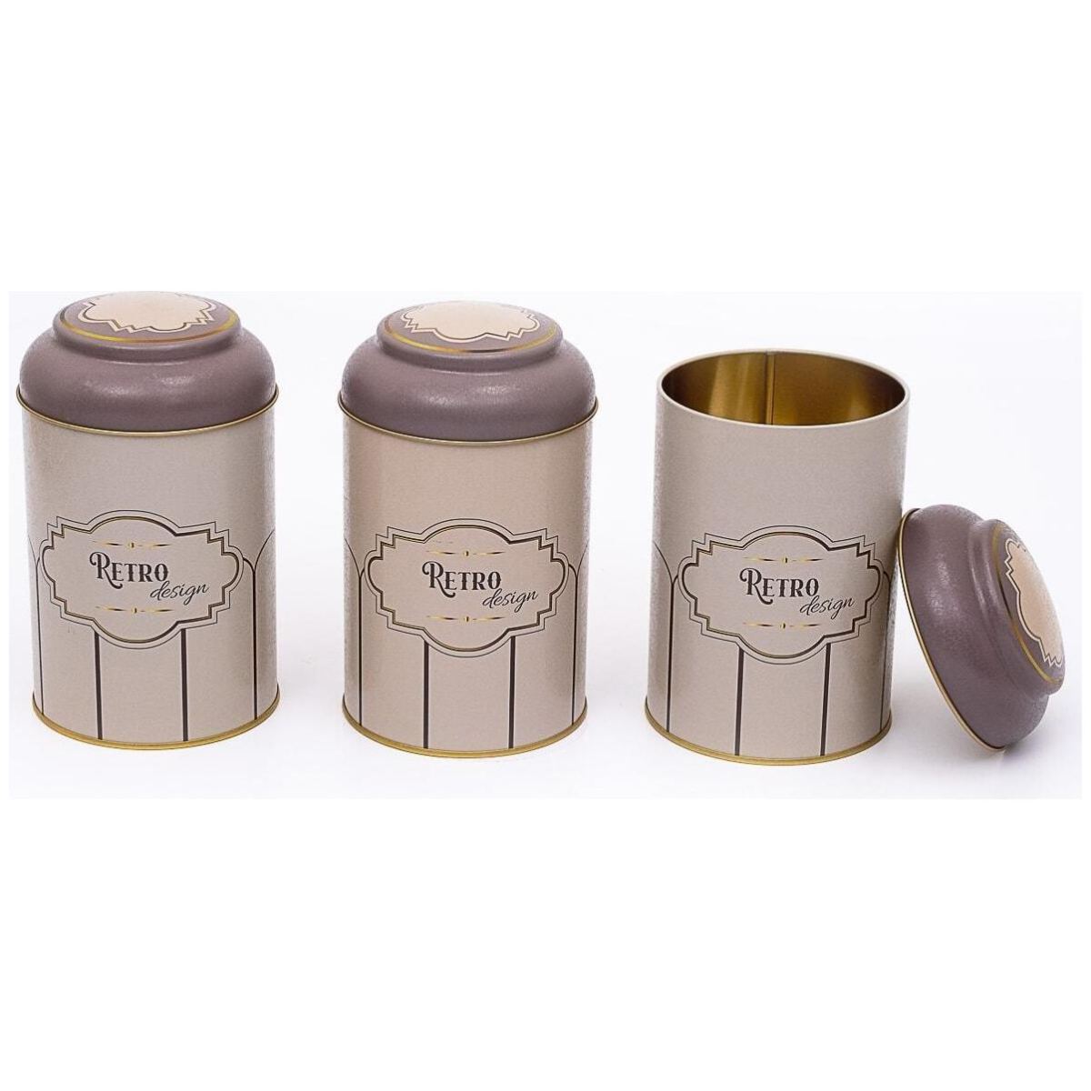 Ø105 x 150 mm  Round Metal Tin – 1.2L with Dome Lid Retro Retro Design
