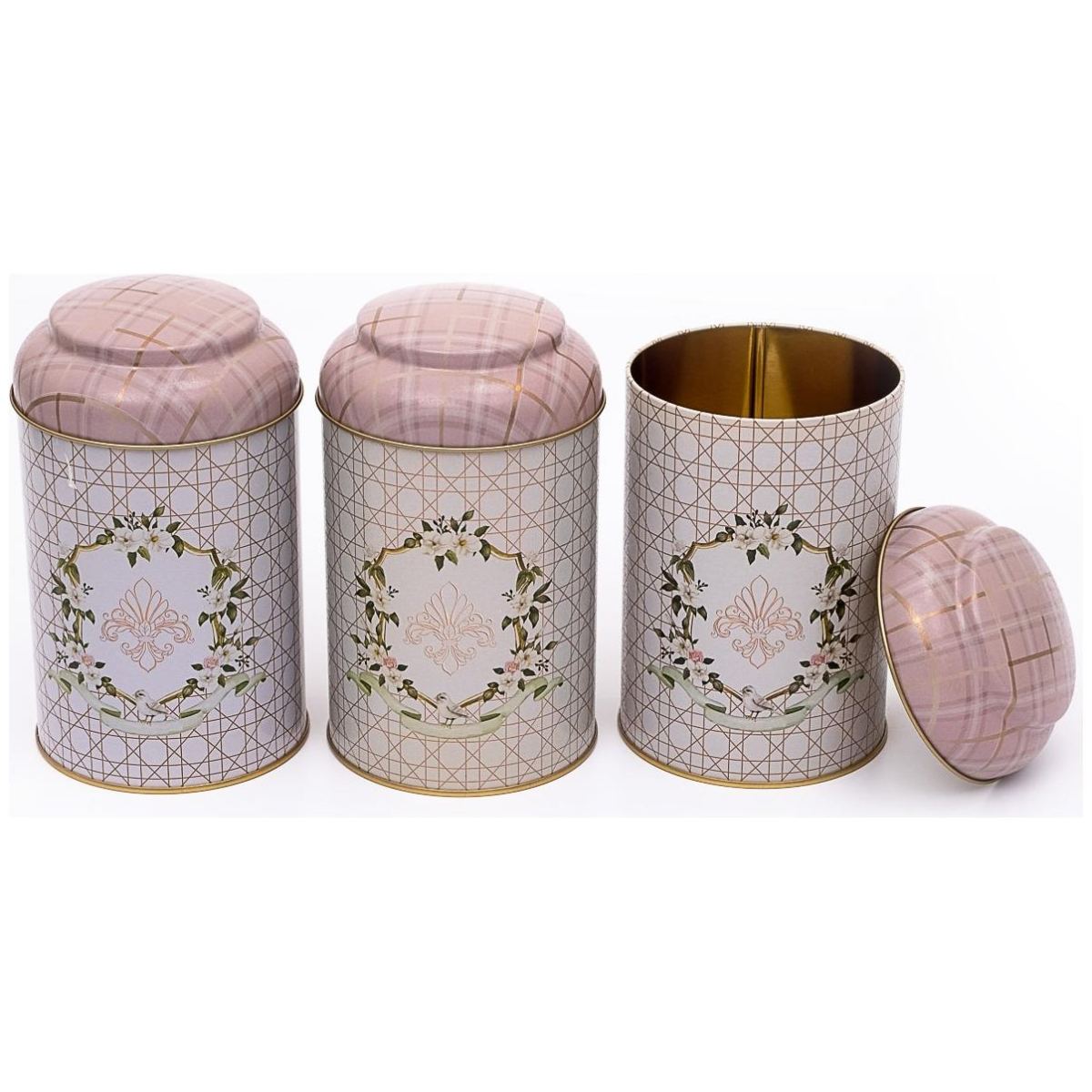 Ø105 x 150 mm Round Metal Tin – 1.2L with Dome Lid Rosy Rosy Design
