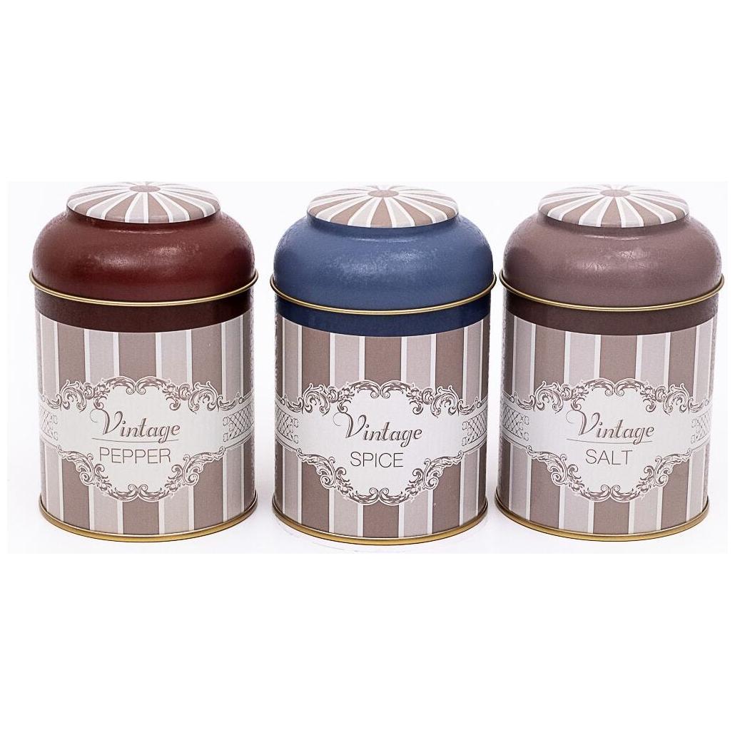  Ø90x100 mm Metal Canister Set  (Set of 3) with Dome Lids Elegance Elegance Design