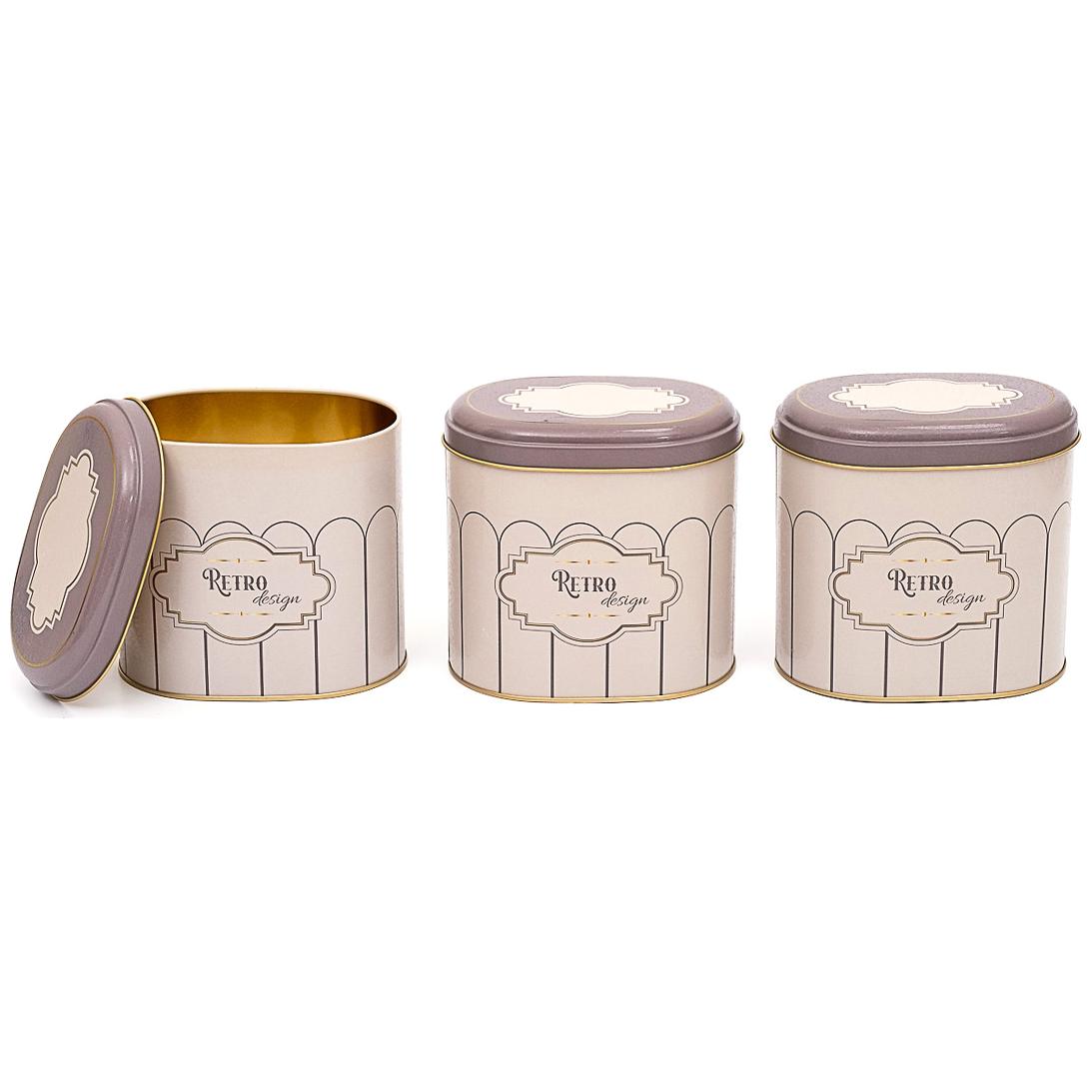 Oval Metal Storage Box Set 140 x 120 x 130 mm 1.4L (Set of 3 ) Retro Retro Design