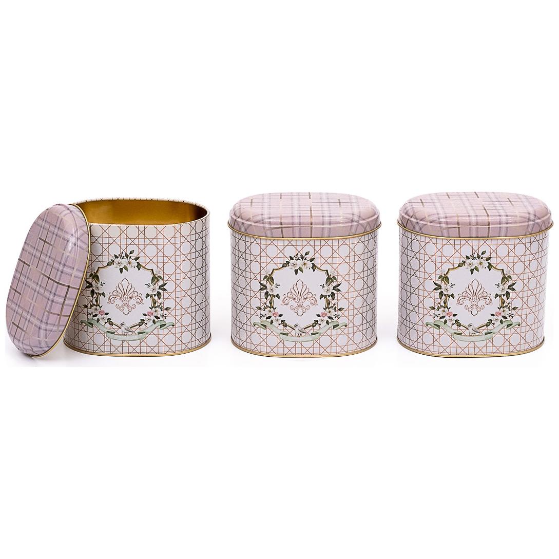 Oval Metal Storage Box Set 140 x 120 x 130 mm 1.4L (Set of 3 ) Rosy Rosy Design