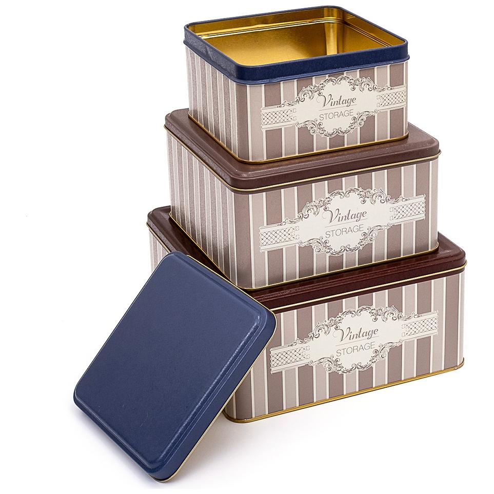 Square Metal Storage Box Set  235mm x 235mm x 110 mm  ( Set of 3 )  Elegance Elegance Design