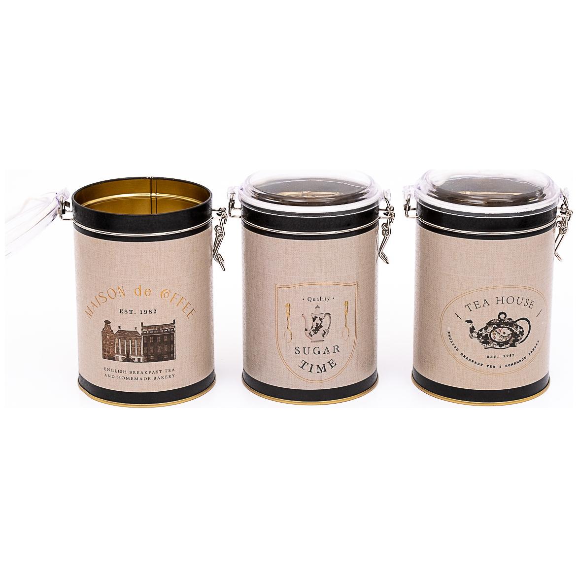 Round Metal Box Set ( Set of 3 ) Ø105x150 mm 1.1L Wire Clasp and Transparent Lid Vintage Café-Inspired Linen Texture Design
Azura Design