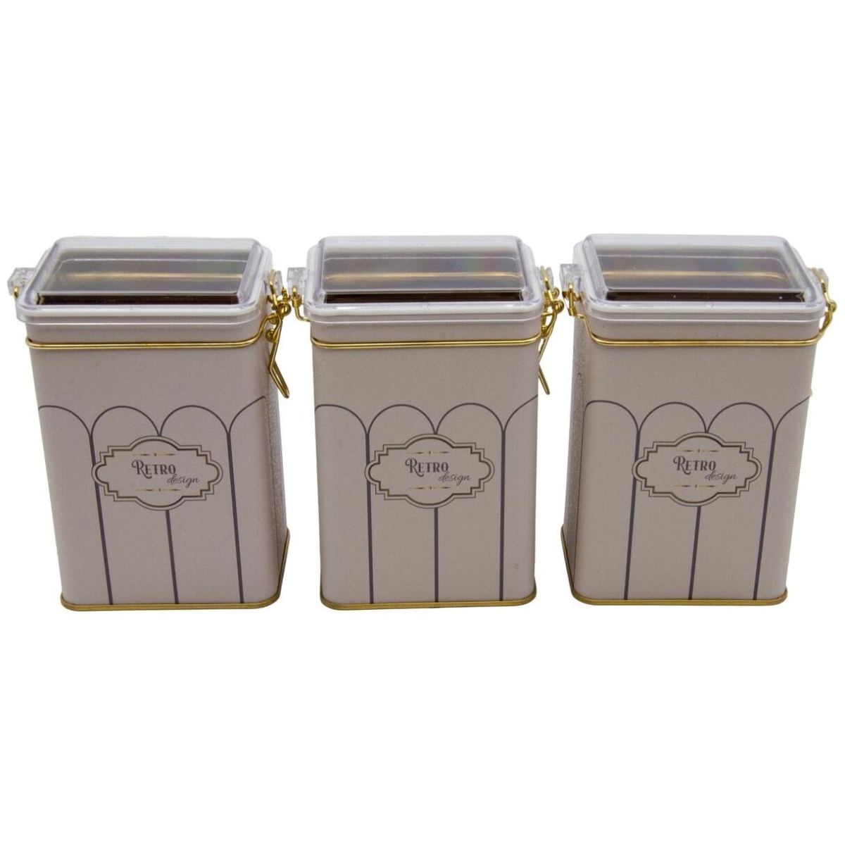 75x100x150 mm Rectangular Metal Box set (Set of 3 ) Wire Clasp and Transparent Lid Retro Retro Design