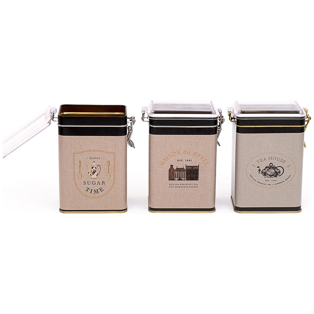 75x100x150 mm Rectangular Metal Box set (Set of 3 ) Wire Clasp and Transparent Lid Vintage Café-Inspired Linen Texture Design
Azura Design