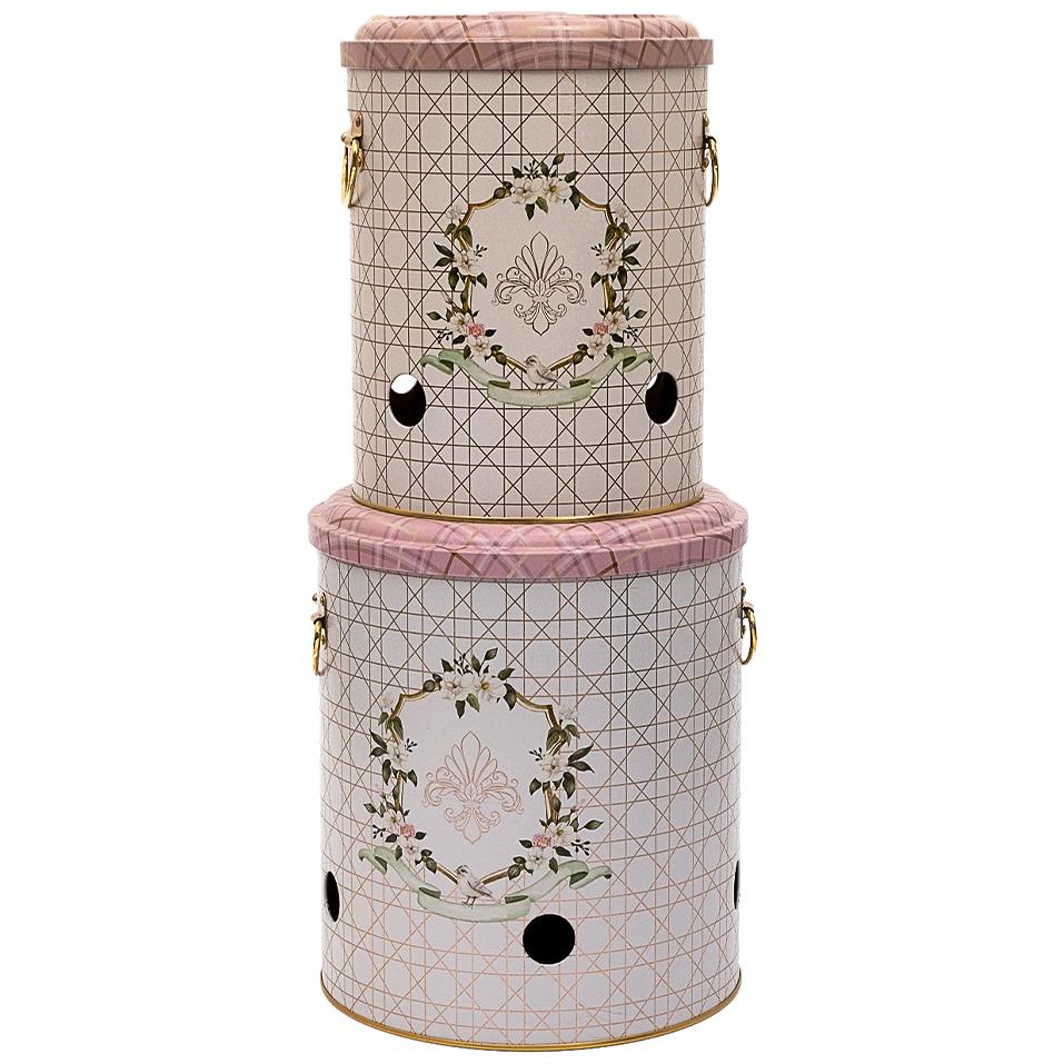 Metal Potato & Onion Storage Bin Set Ø225x240 mm ( 2 Pcs ) Rosy Rosy Design