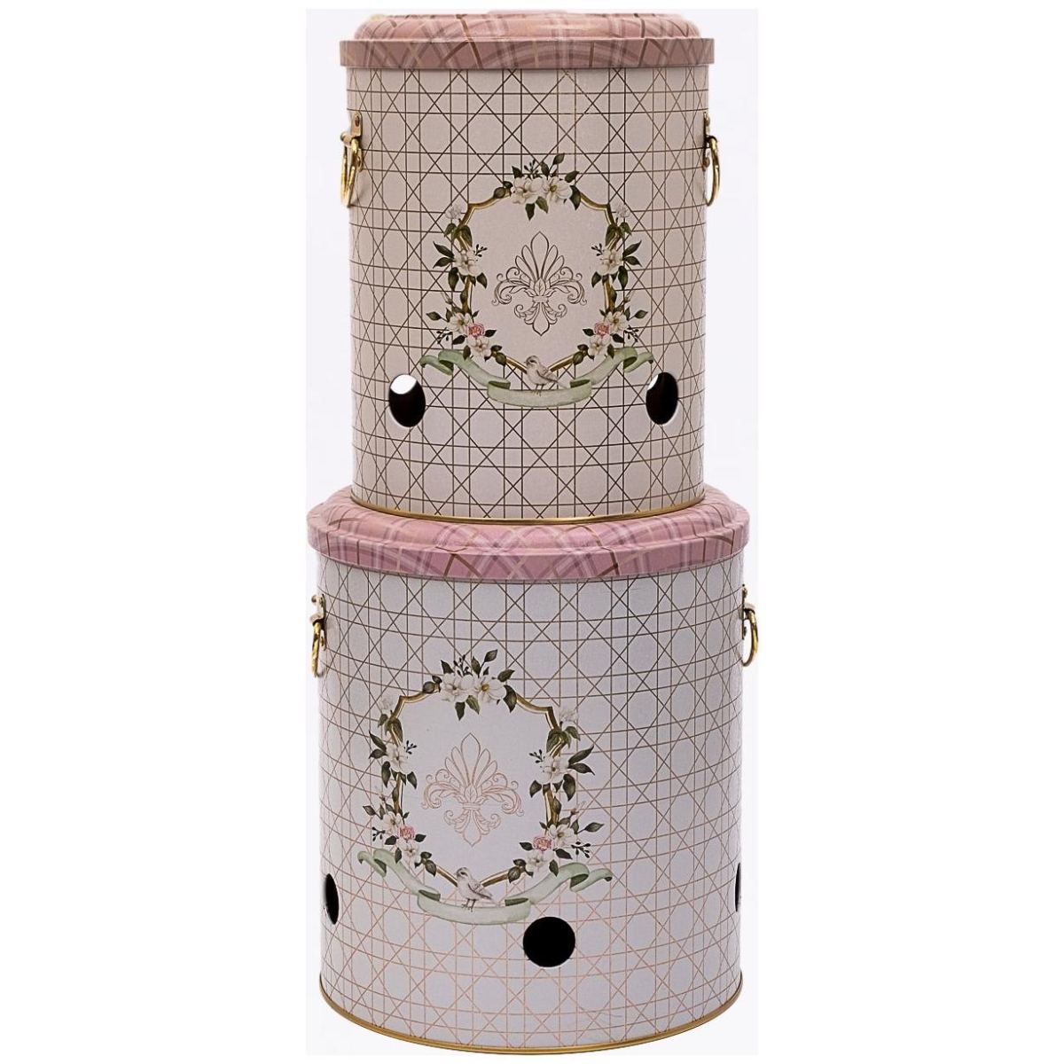 Metal Potato & Onion Storage Bin Set Ø225x240 mm ( 2 Pcs ) Rosy Rosy Design