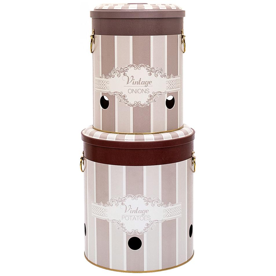 Metal Potato & Onion Storage Bin Set Ø225x240 mm ( 2 Pcs ) Elegance Elegance Design