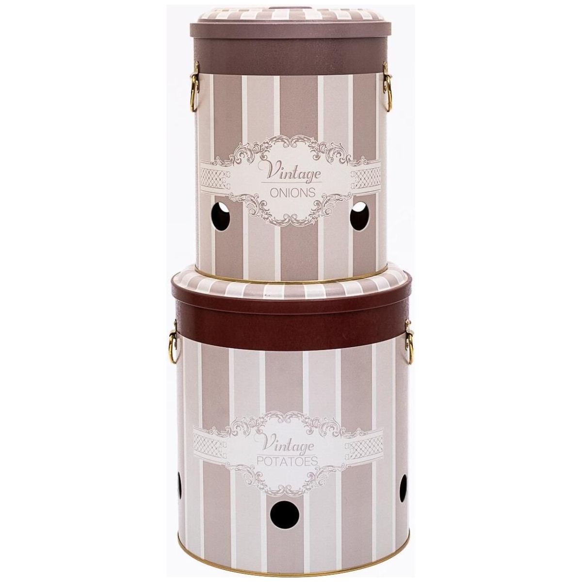 Metal Potato & Onion Storage Bin Set Ø225x240 mm ( 2 Pcs ) Elegance Elegance Design