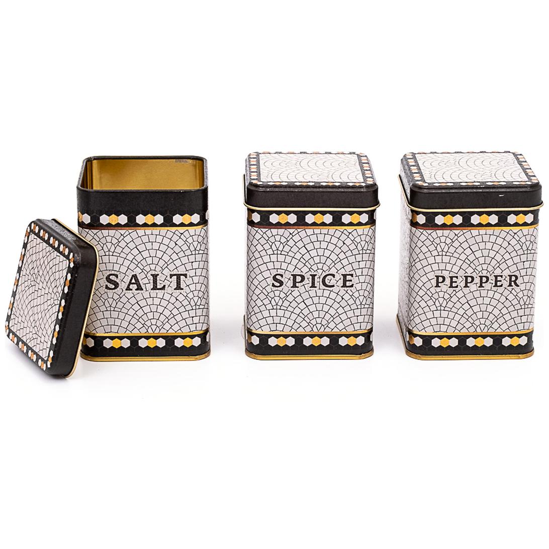 75 x 75 x 100 mm Square Metal Tin Box Set (Set of 3) Geometric Mosaic Pattern Mosaic Design