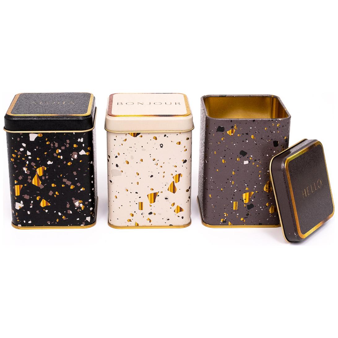 75 x 75 x 100 mm Square Metal Tin Box Set (Set of 3) Terrazo Terrazo Design