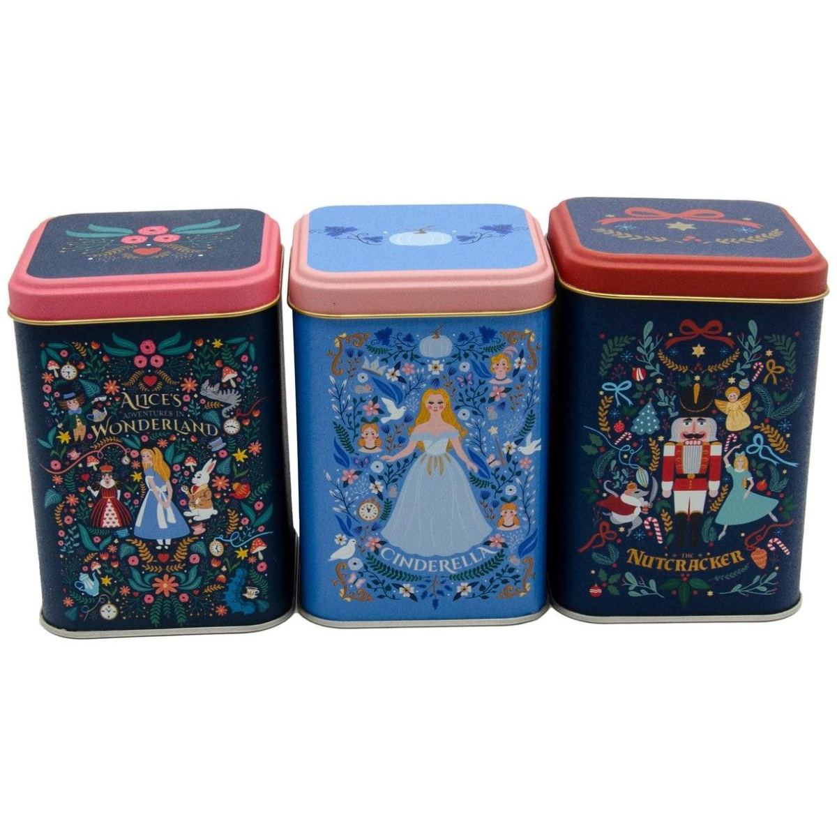 Square Metal Canister Set – 87x87x125 mm (Set of 3) Vintage Café-Inspired Linen Texture Design
 Tales Design