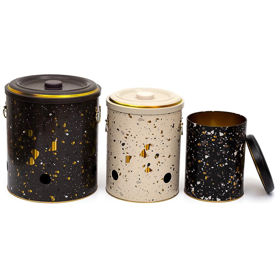 Triple Metal Bin Set for Potato Onion and Garlic  (3 Pcs)  Terrazo Terrazo Design
