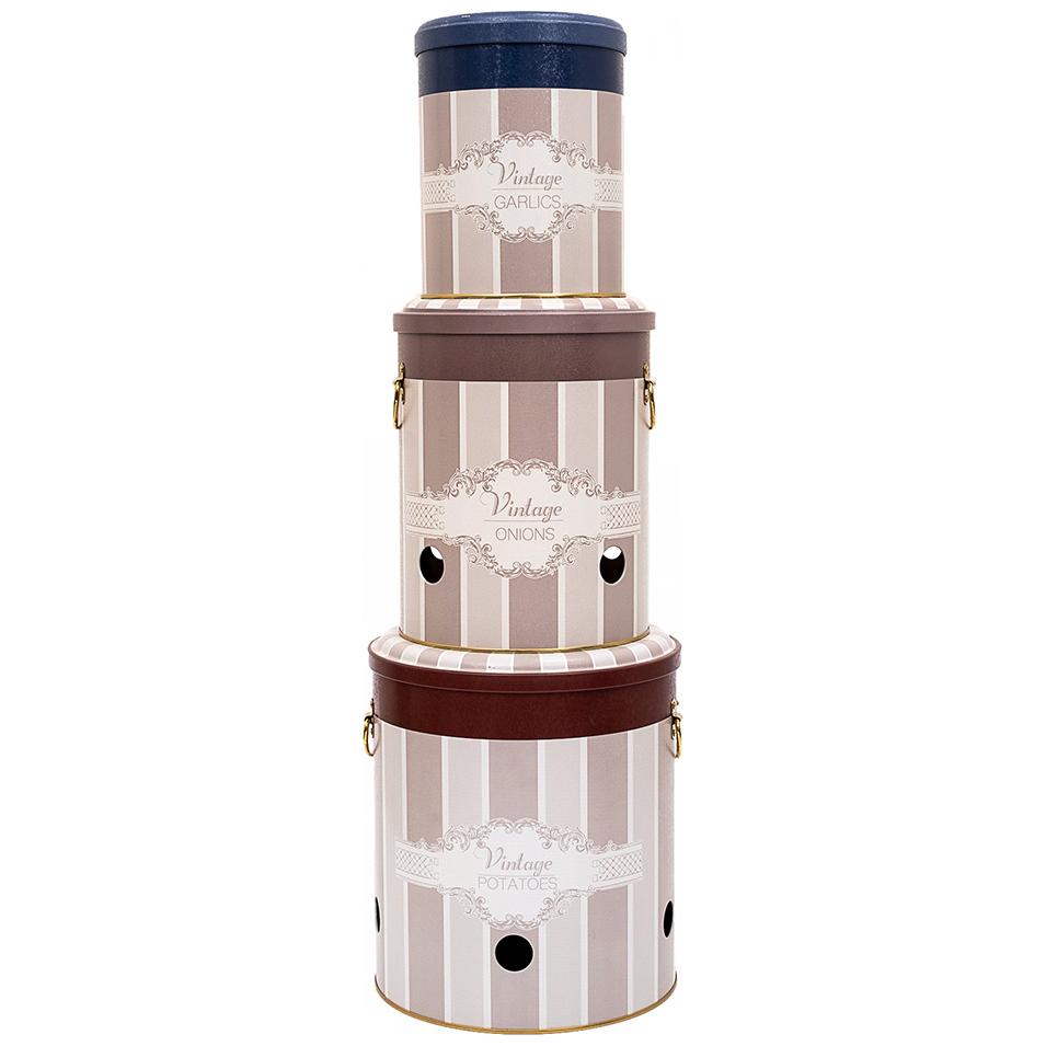 Triple Metal Bin Set for Potato Onion and Garlic  (3 Pcs)  Elegance Elegance Design