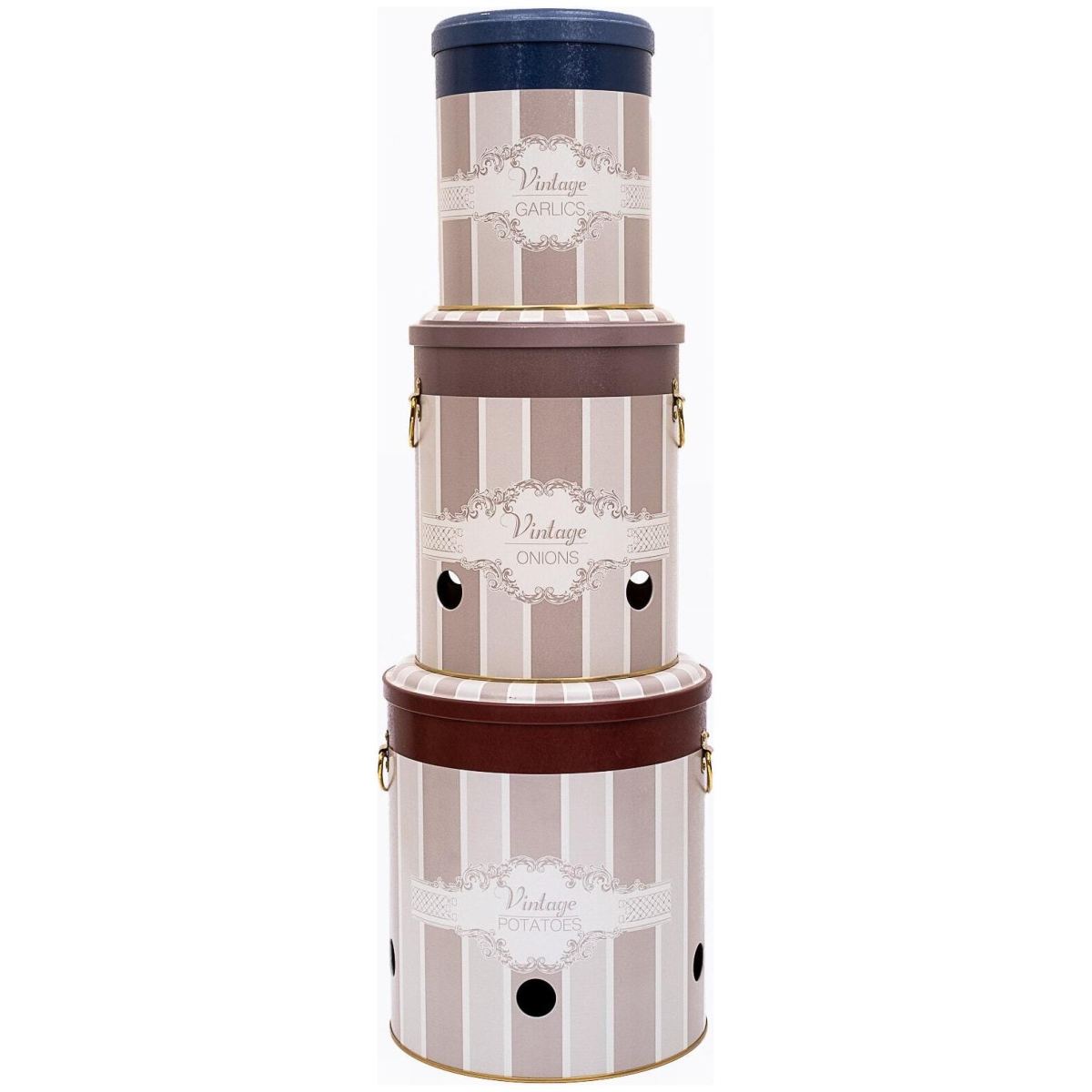 Triple Metal Bin Set for Potato Onion and Garlic  (3 Pcs)  Elegance Elegance Design